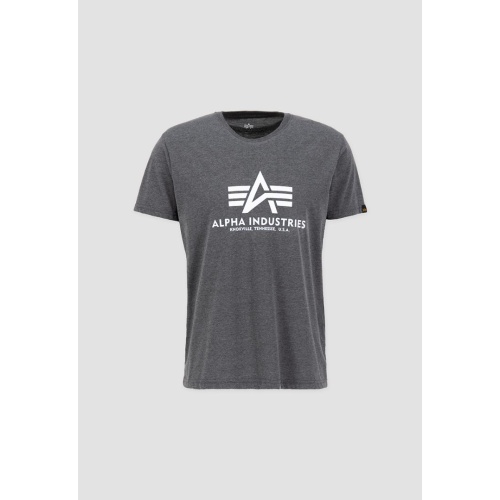 Alpha Industries Ανδρικό BASIC T-Shirt Βαμβακερό Regular-Fit - Charcoal Heather / White
