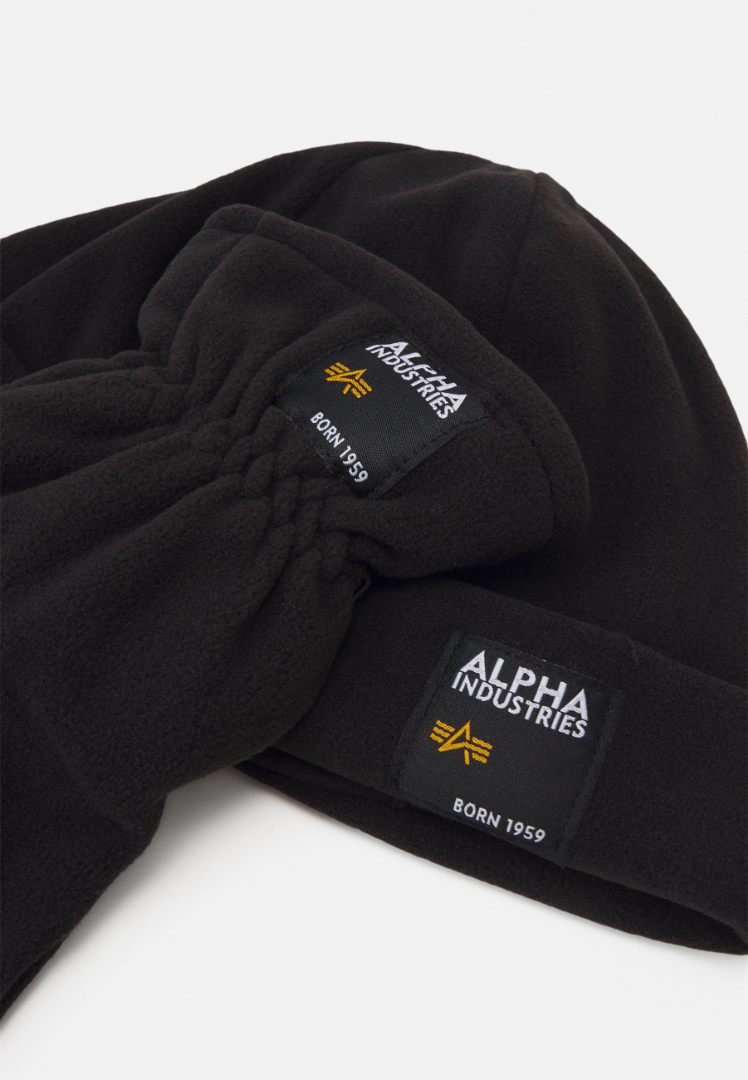 Alpha Industries Set & Fleece LABEL - Gloves Black - TELEX Beanie