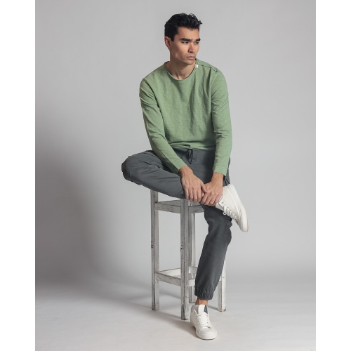 Devergo Ανδρικό Μακρύμανικο T-Shirt 4002 Βαμβακερό Slim-Fit - Light Green