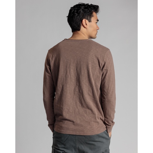 Devergo Ανδρικό Μακρύμανικο T-Shirt 4002 Βαμβακερό Slim-Fit - Brown