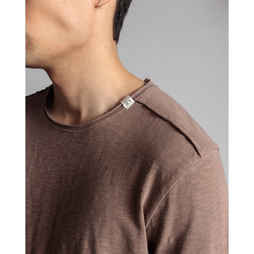 Devergo Ανδρικό Μακρύμανικο T-Shirt 4002 Βαμβακερό Slim-Fit - Brown