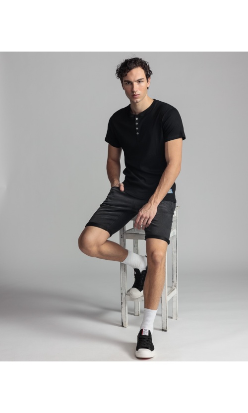 Devergo Ανδρικό T-Shirt 4060 Βαμβακερό Slim-Fit – Black