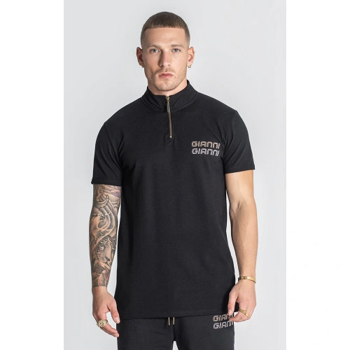 Gianni Kavanagh Ανδρικό GLIMPSE UP Pique Zip Polo Shirt Βαμβακερό Slim-Fit – Μαύρο