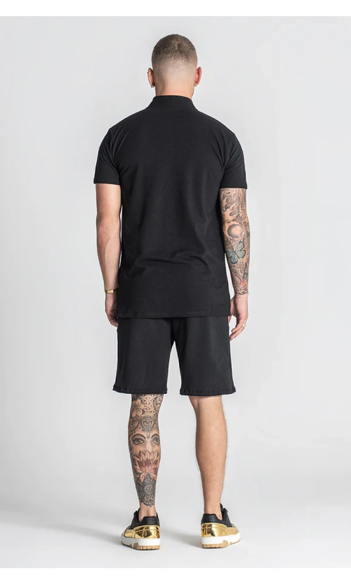 Gianni Kavanagh Ανδρικό GLIMPSE UP Pique Zip Polo Shirt Βαμβακερό Slim-Fit – Black