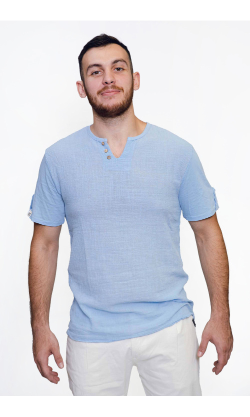 Devergo Ανδρικό T-Shirt 4025 Βαμβακερό Regular-Fit – Light Blue