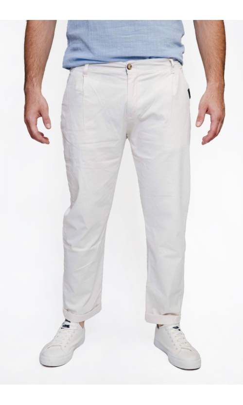 Devergo Ανδρικό 1004 Chinos Βαμβακερό Παντελόνι Regular-Fit – Off White