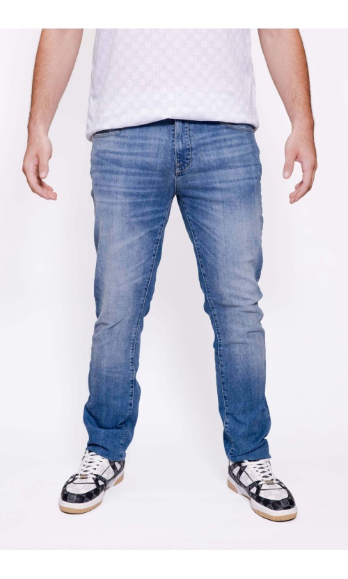 Devergo Ανδρικό FRANK 24103 Τζιν Βαμβακερό Παντελόνι Regular-Fit – Washed Blue