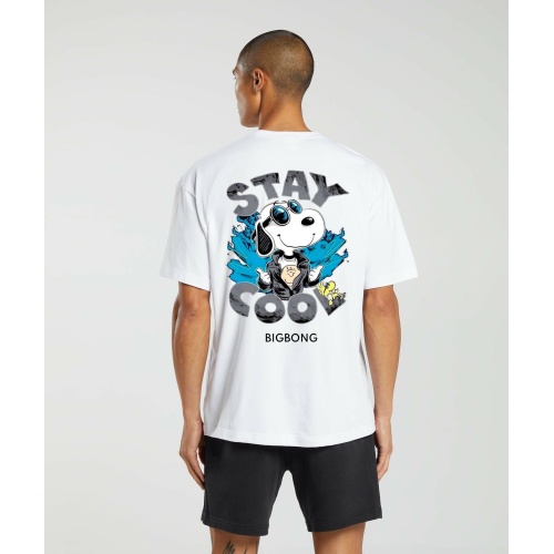 Bigbong Ανδρικό SNOOPY T-Shirt Βαμβακερό Oversize-Fit – White