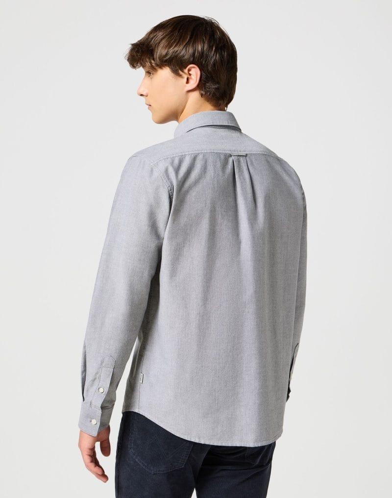 Wrangler Ανδρικό Πουκάμισο Oxford Μακρυμάνικο 112357230 Βαμβακερό Regular-Fit – Grey - Image 2