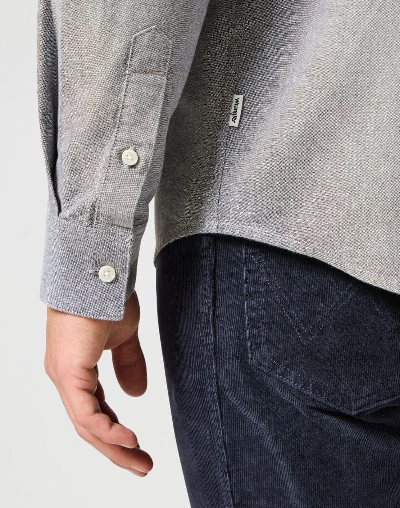 Wrangler Ανδρικό Πουκάμισο Oxford Μακρυμάνικο 112357230 Βαμβακερό Regular-Fit – Grey - Image 4