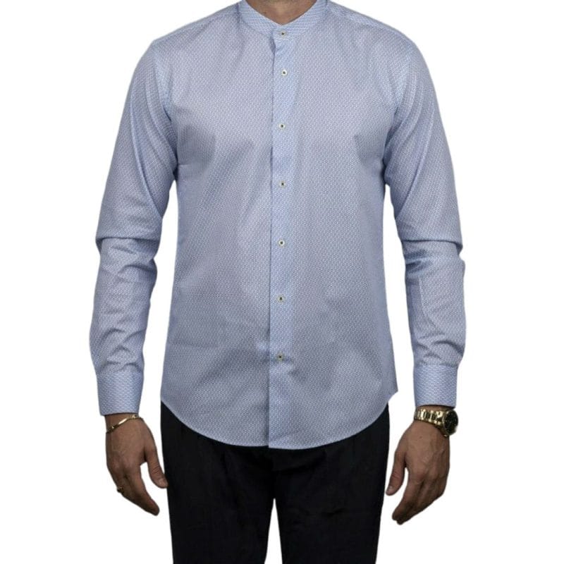 Dezign Men's L/S Mao Shirt D-23317 - Light Blue