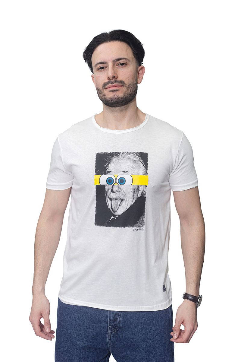 Bigbong Ανδρικό BOB X EINSTEIN T-Shirt Βαμβακερό Regular-Fit – Off-White