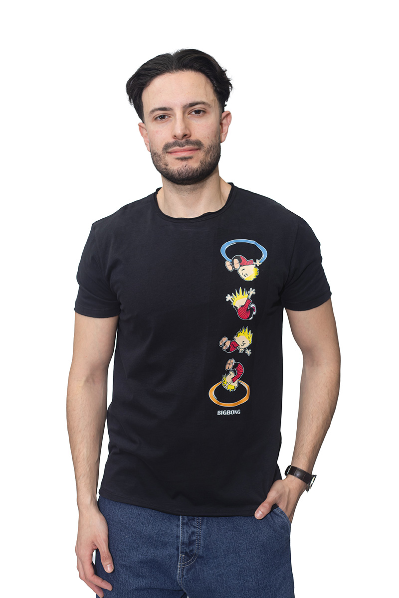 Bigbong Ανδρικό CALVIN & HOBBES T-Shirt Βαμβακερό Regular-Fit – Black