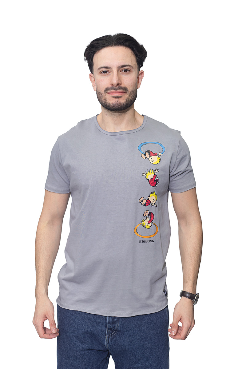 Bigbong Ανδρικό CALVIN & HOBBES T-Shirt Βαμβακερό Regular-Fit – Grey