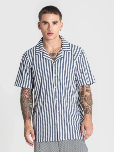 Gianni Kavanagh Ανδρικό NAUTIC Πουκάμισο Κοντομάνικο – Blue / White