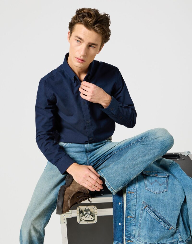 Wrangler Ανδρικό Πουκάμισο Oxford 112357241 – Dark Navy