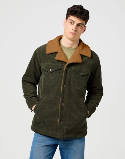Wrangler Ανδρικό Μακρύ Κοτλέ Μπουφάν 112371443 – Forest Night
