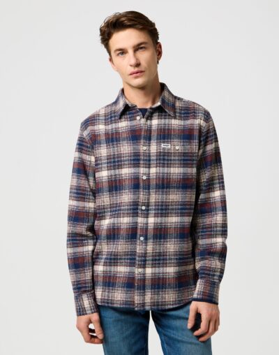 Wrangler Ανδρικό Πουκάμισο Καρό 112371556 – Navy Birch