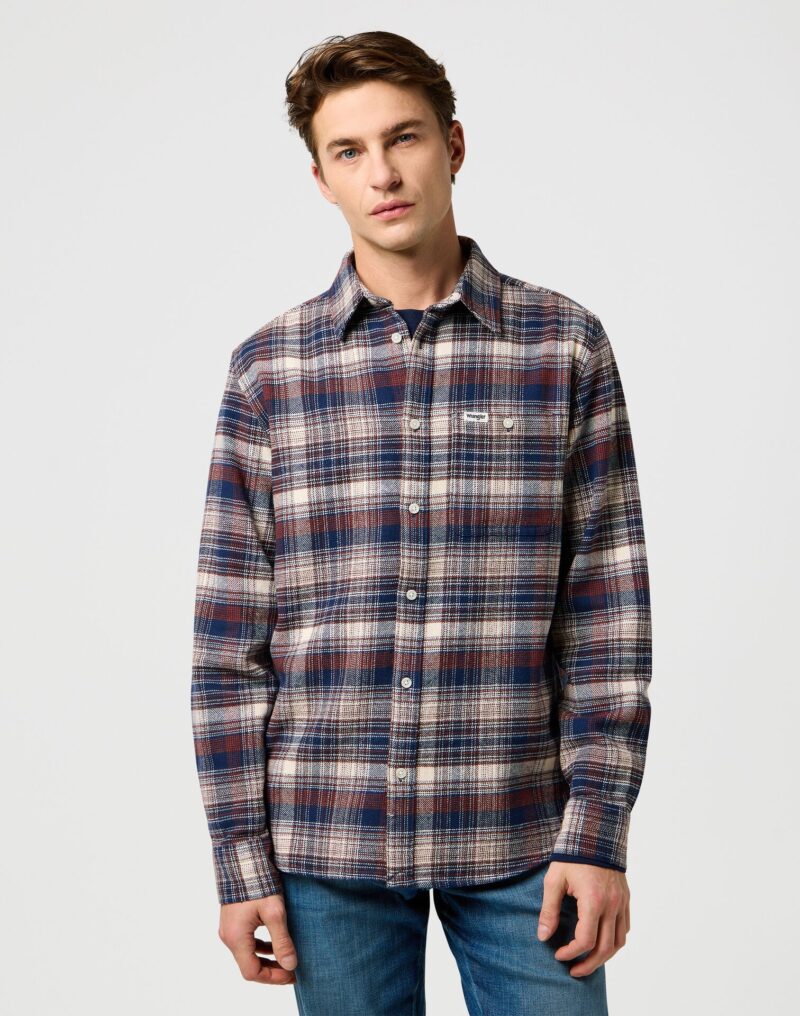 Wrangler Ανδρικό Πουκάμισο Καρό 112371556 – Navy Birch