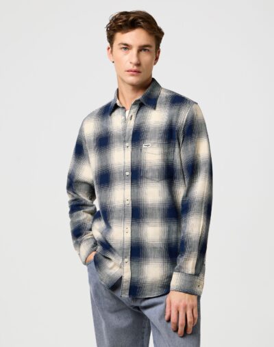 Wrangler Ανδρικό Πουκάμισο Καρό 112371651 – Dusty Blue