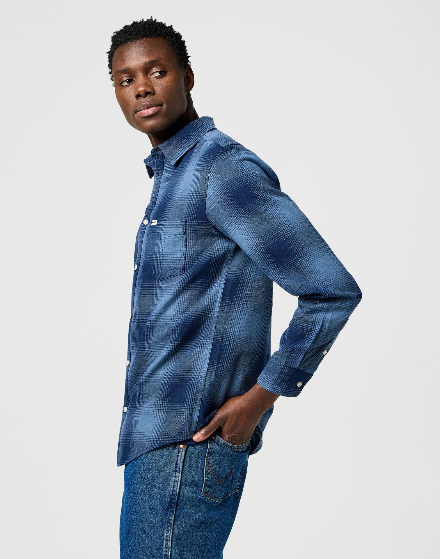 Wrangler Ανδρικό Πουκάμισο Καρό 112371653 – Dark Indigo