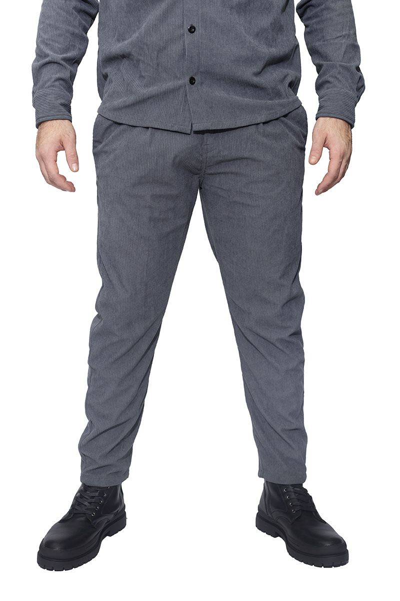 Cover Denim Ανδρικό NEW WILLY TM102-31 Κοτλέ Chinos με Πιέτα Παντελόνι – Silver Grey