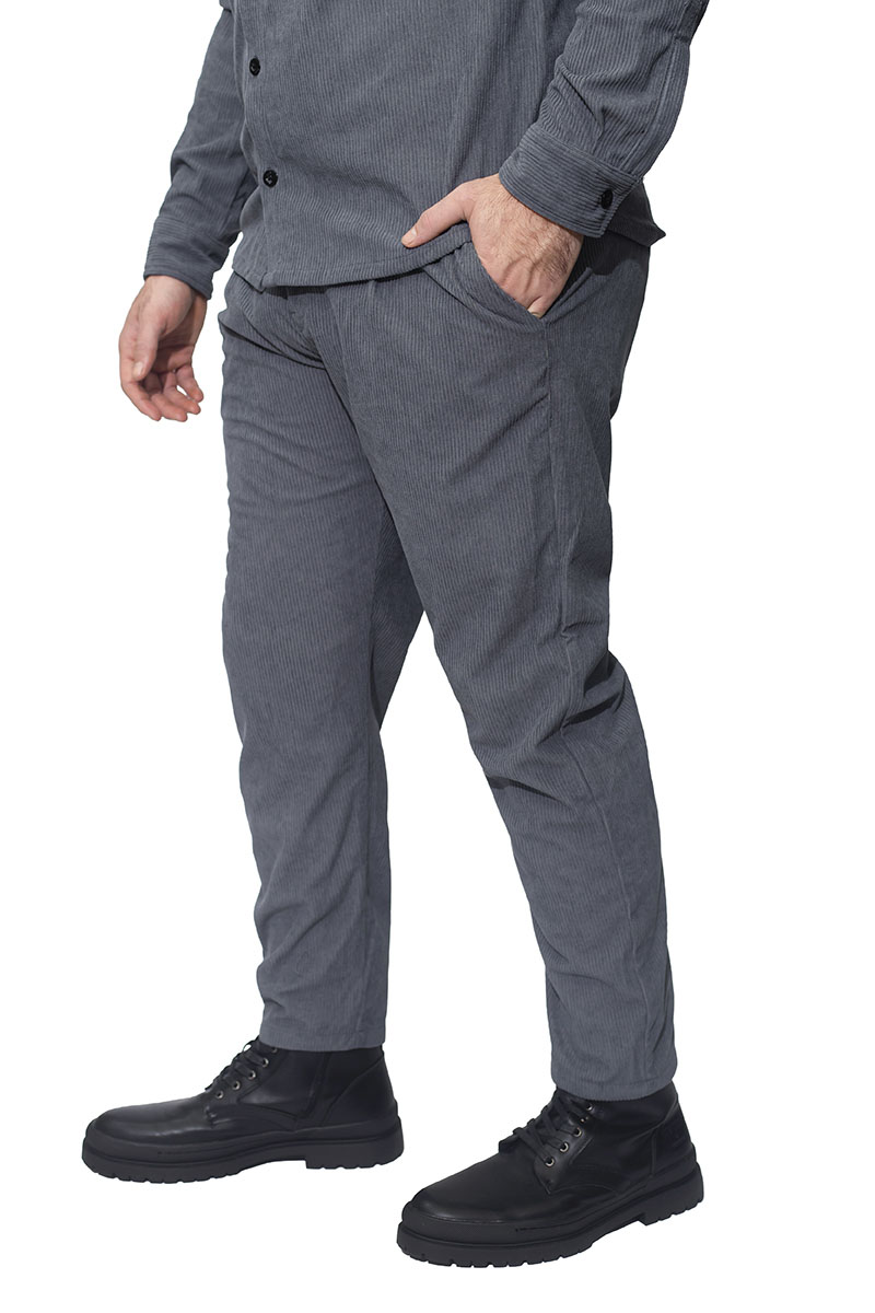 Cover Denim Ανδρικό NEW WILLY TM102-31 Κοτλέ Chinos με Πιέτα Παντελόνι – Silver Grey