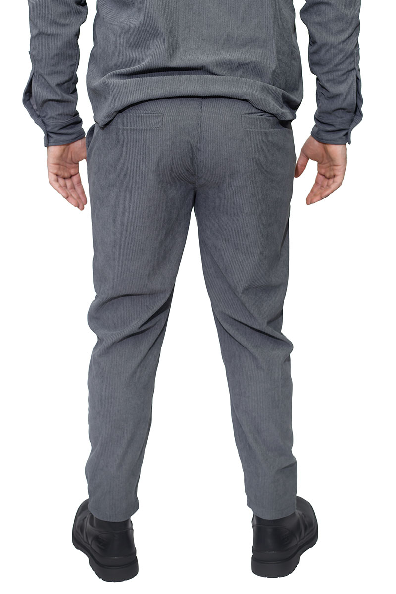 Cover Denim Ανδρικό NEW WILLY TM102-31 Κοτλέ Chinos με Πιέτα Παντελόνι – Silver Grey