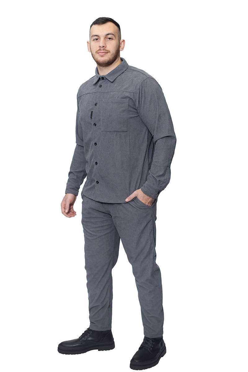 Cover Denim Ανδρικό NEW WILLY TM102-31 Κοτλέ Chinos με Πιέτα Παντελόνι – Silver Grey