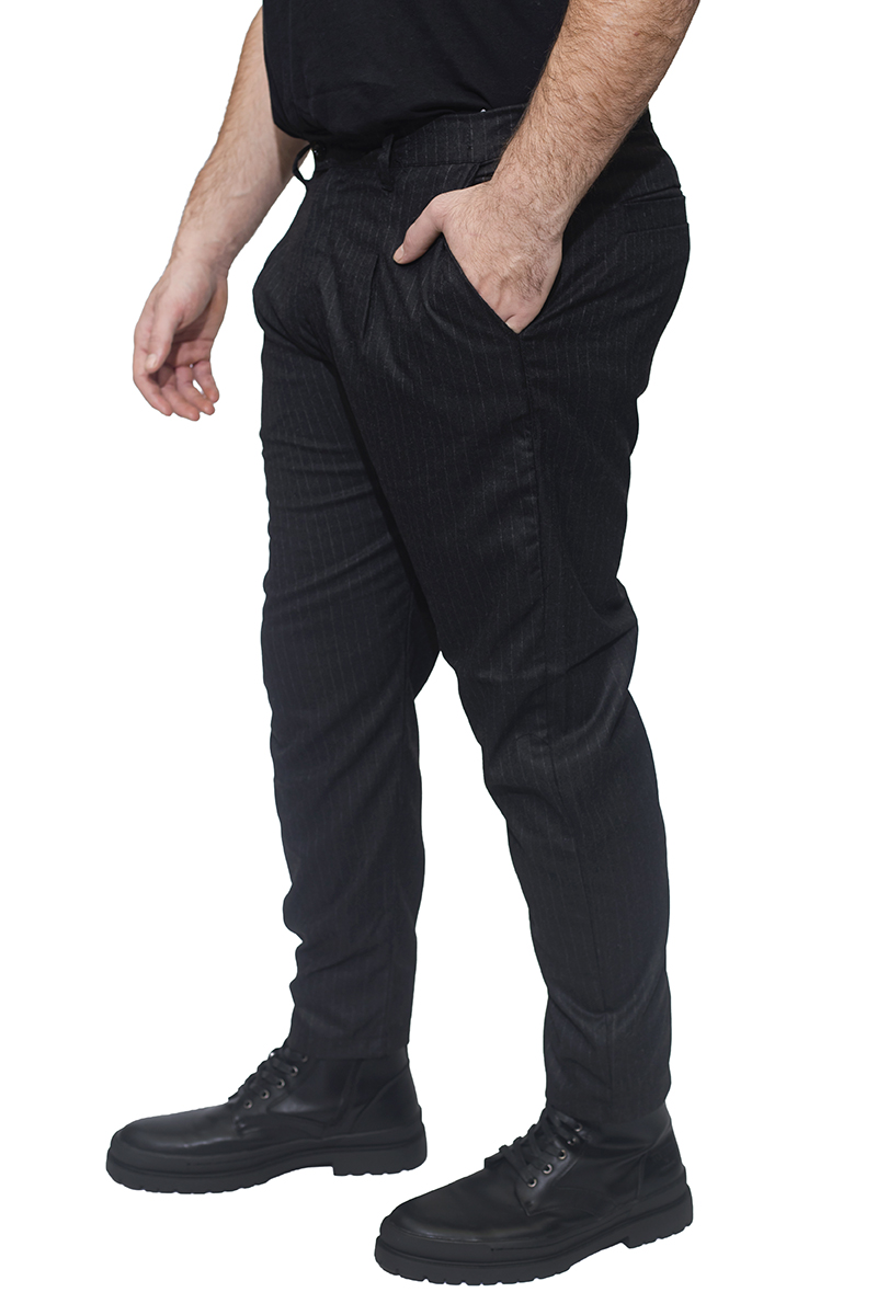 Cover Denim Ανδρικό NEW WILLY K0111-31 Chinos Ριγέ με Πιέτα Παντελόνι – Black