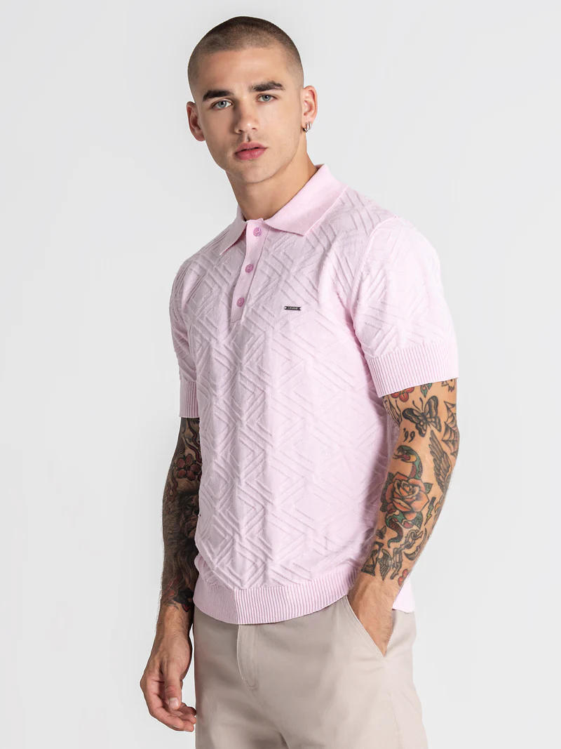 Gianni Kavanagh Ανδρικό CLASSY Πλεκτό Polo Shirt - Light Pink