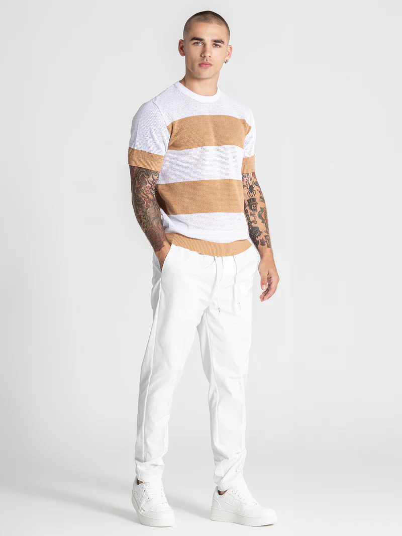 Gianni Kavanagh Ανδρικό STRIPED Πλεκτό T-Shirt - Camel
