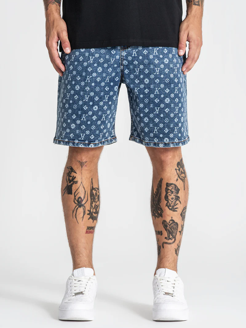 Gianni Kavanagh Ανδρικό MONOGRAM Denim Shorts – Blue