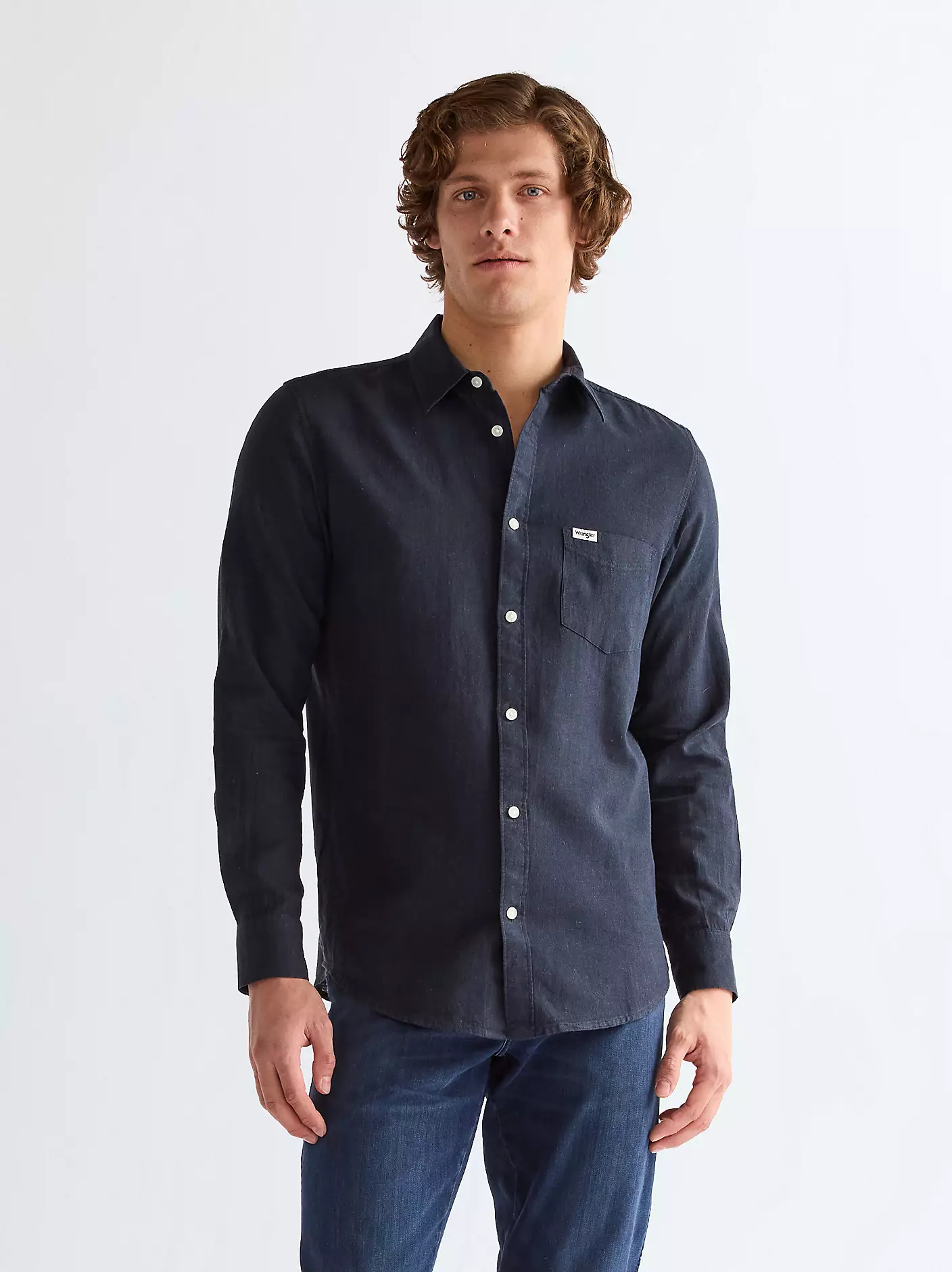 Wrangler Ανδρικό Λινό Πουκάμισο 112362751 – Dark Navy