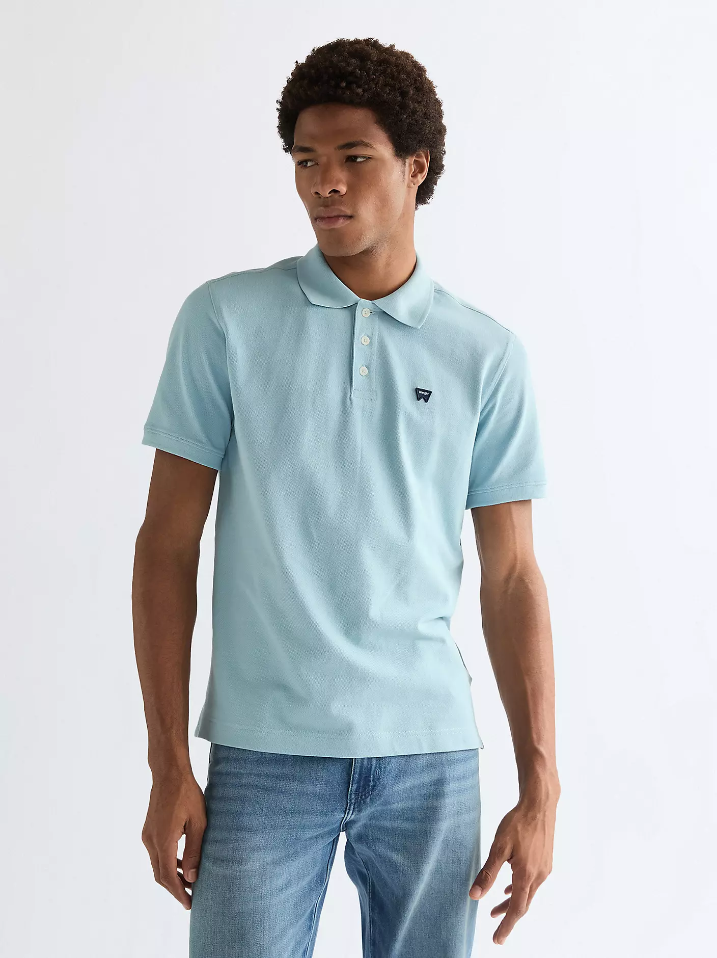 Wrangler Ανδρικό Pique Polo Shirt 112378001 – Light Cyan