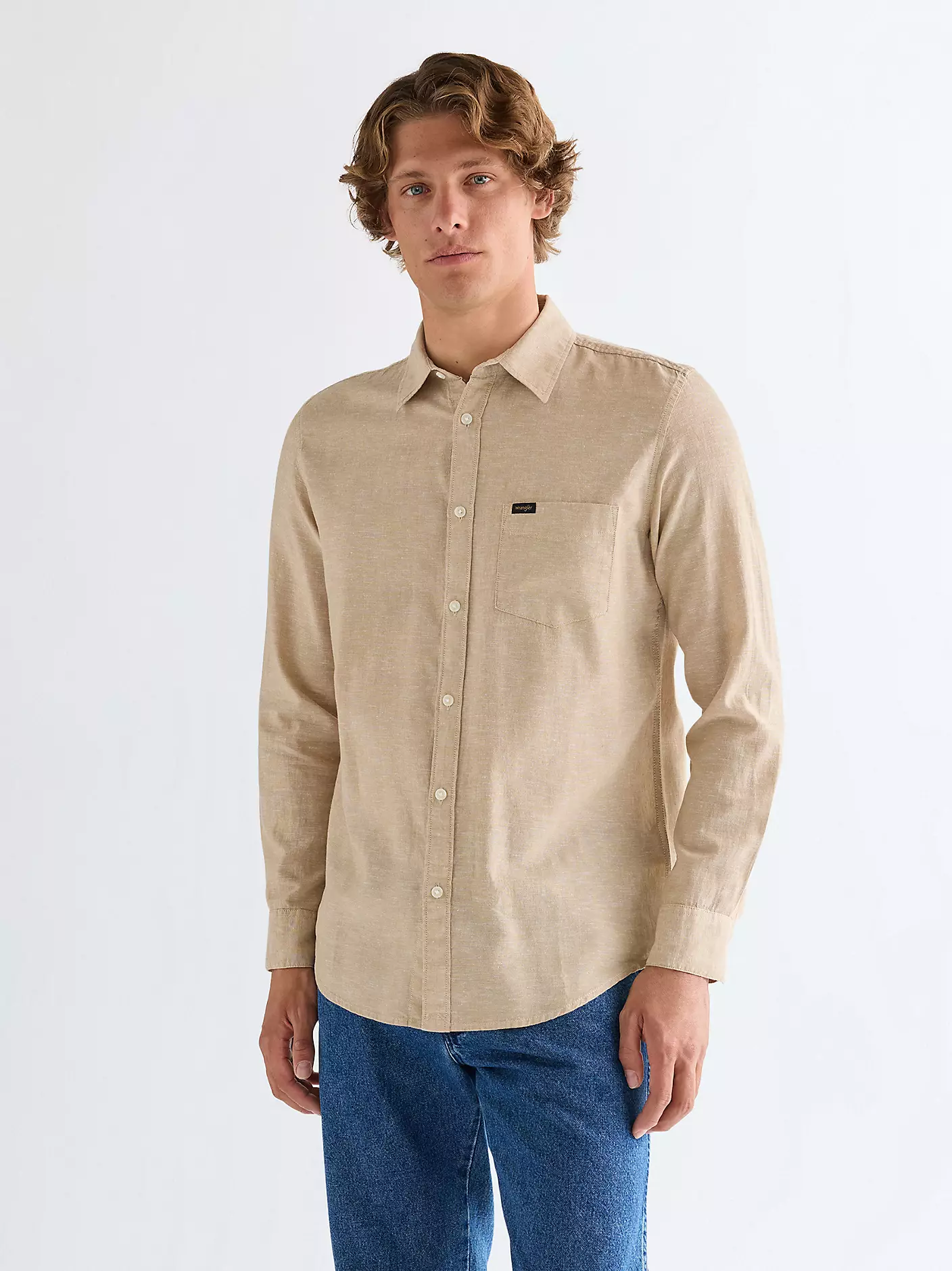 Wrangler Ανδρικό Λινό Πουκάμισο 112378040 – Sand Beige