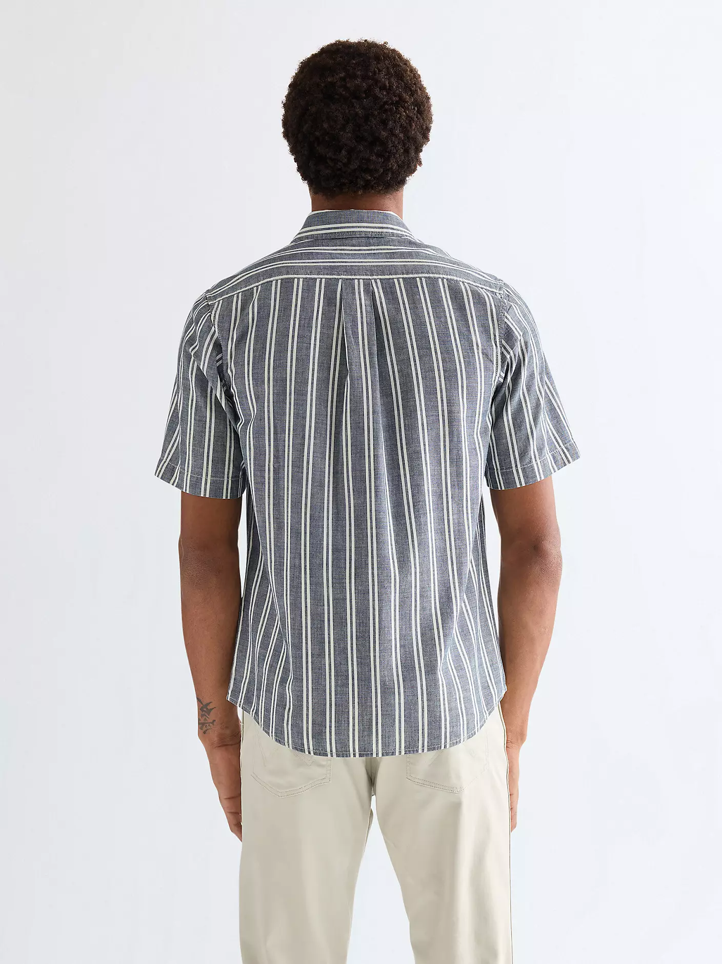 Wrangler Ανδρικό Chambray Ριγέ Πουκάμισο 112378121 – Indigo Blue