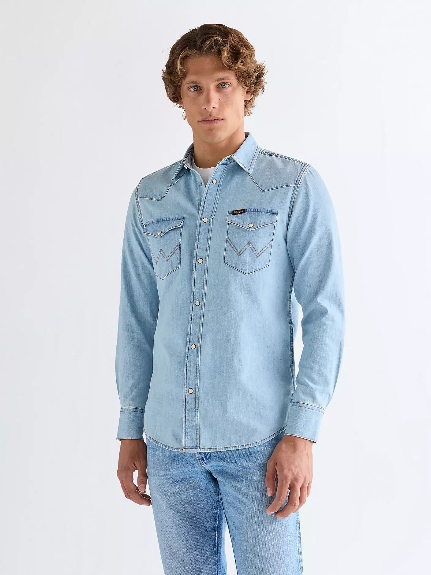 Wrangler Ανδρικό Τζιν Πουκάμισο 112378126 – Washed Blue