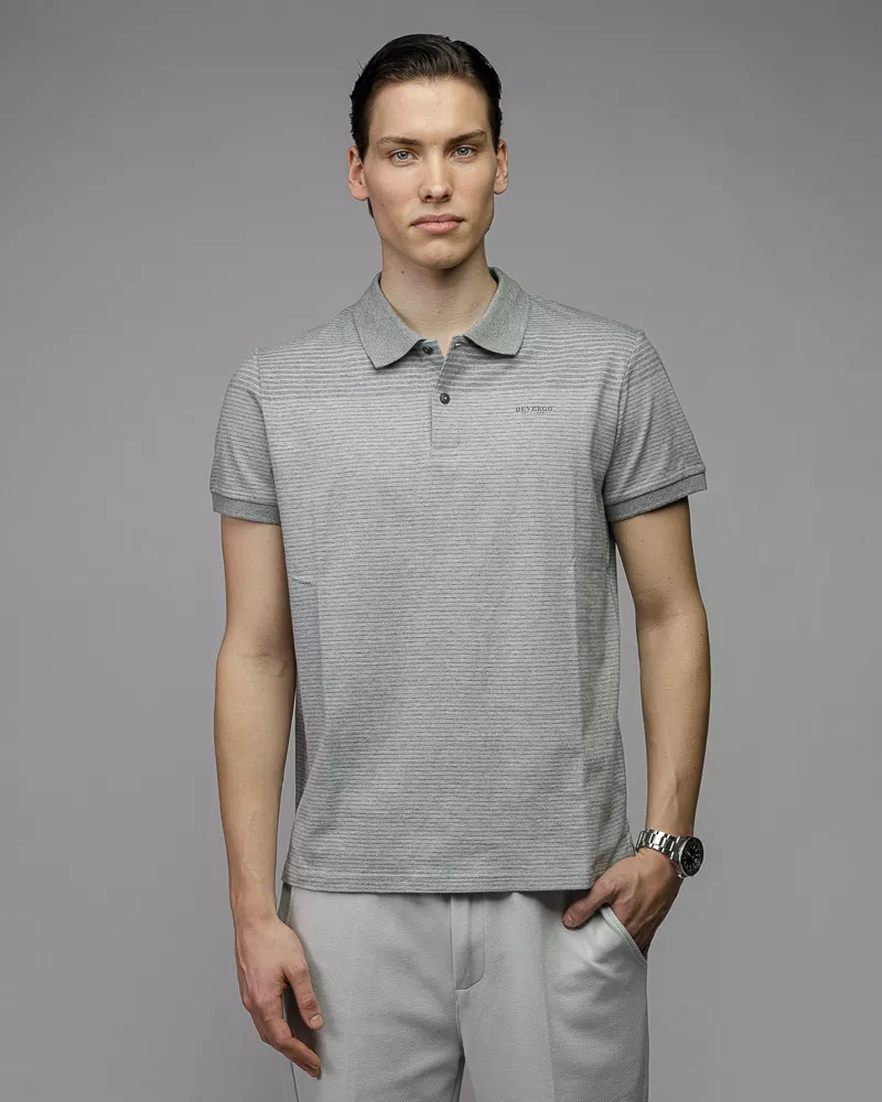Devergo Ανδρικό Ριγέ Polo Shirt 4079 – Light Grey
