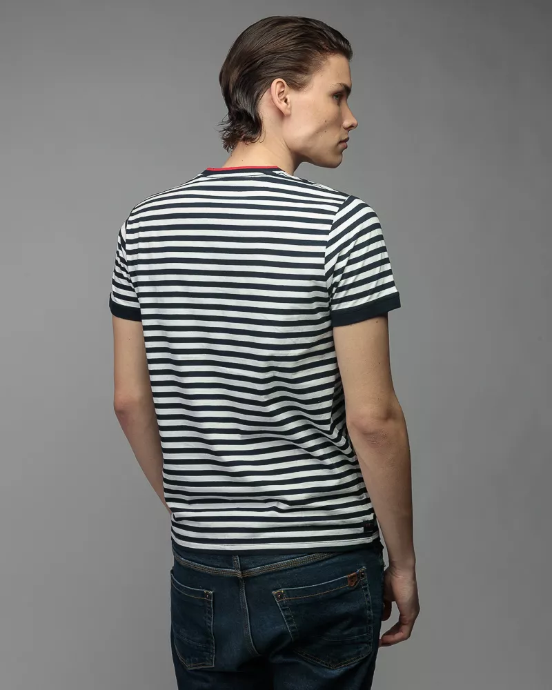 Devergo Ανδρικό Ριγέ T-Shirt 4030 – Navy Blue