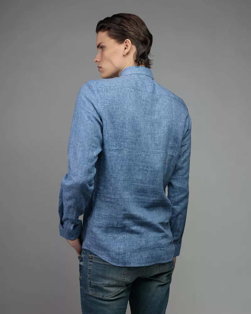 Devergo Ανδρικό Λινό Πουκάμισο 5005 – Light Blue