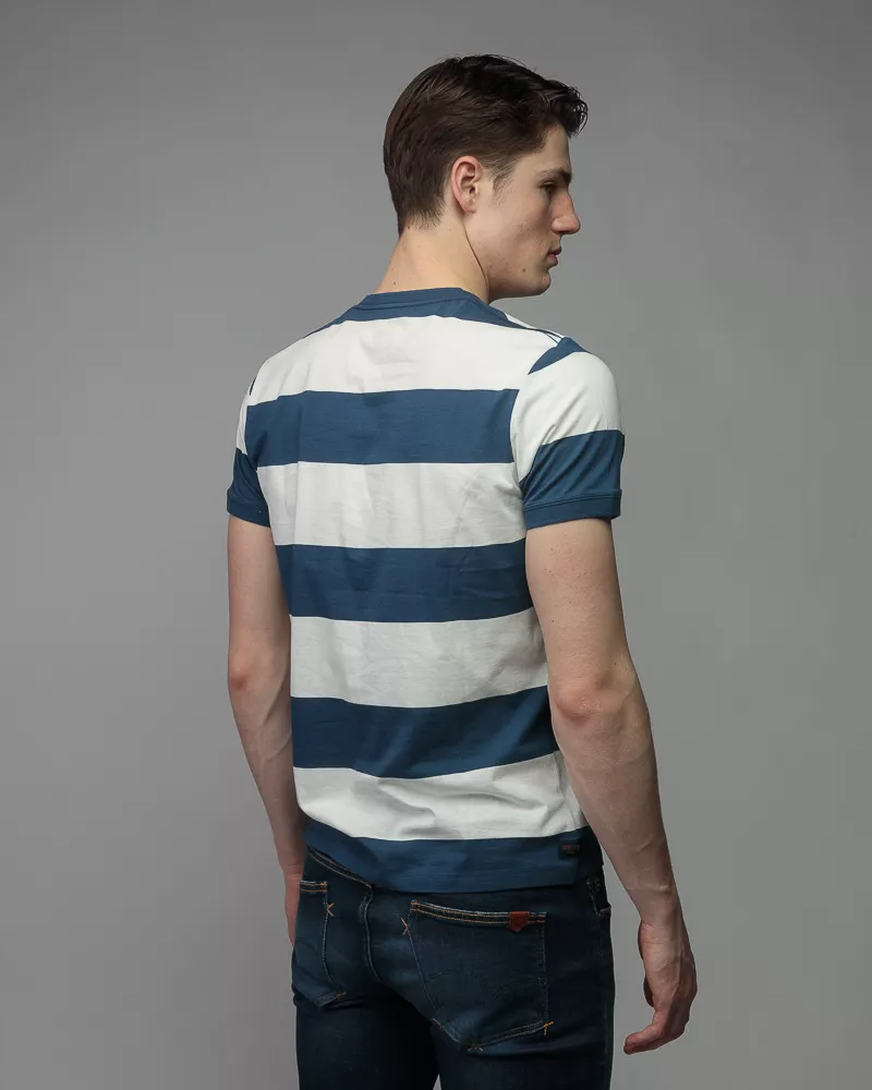 Devergo Ανδρικό Ριγέ T-Shirt 4030 – Blue