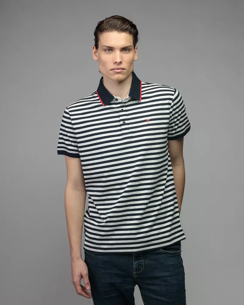 Devergo Ανδρικό Ριγέ Polo Shirt 4028 – Blue