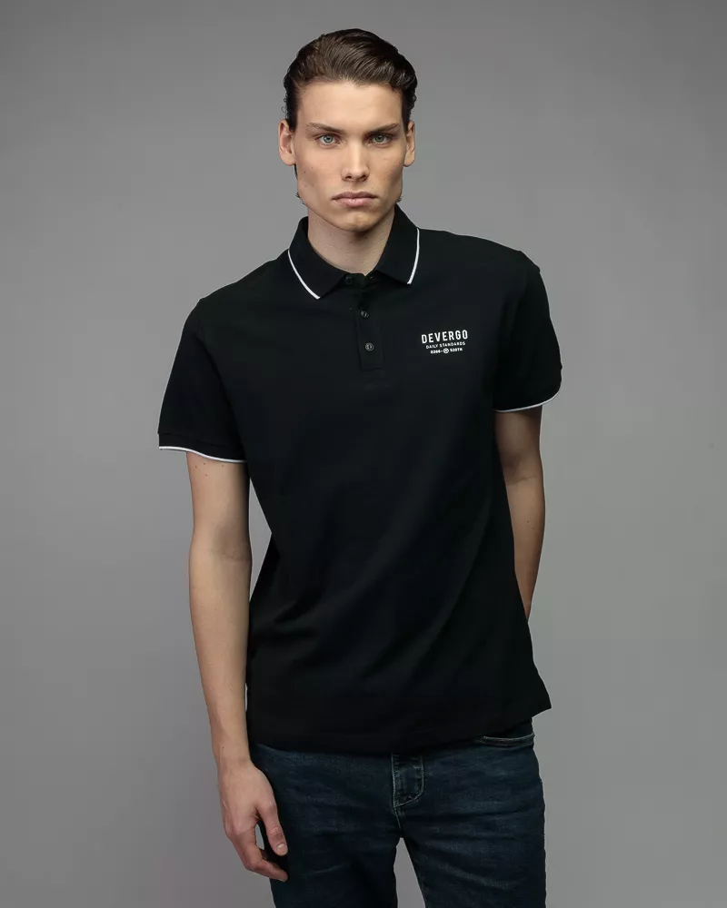 Devergo Ανδρικό Pique Polo Shirt 4075 – Black