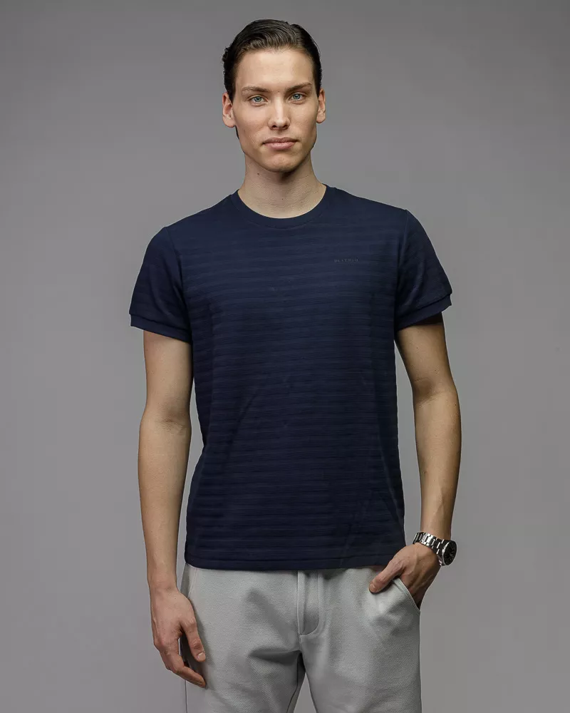 Devergo Ανδρικό Ριγέ T-Shirt 4016 – Navy Blue