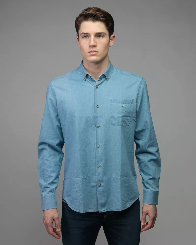 Devergo Ανδρικό Τζιν Πουκάμισο 5003 – Washed Blue