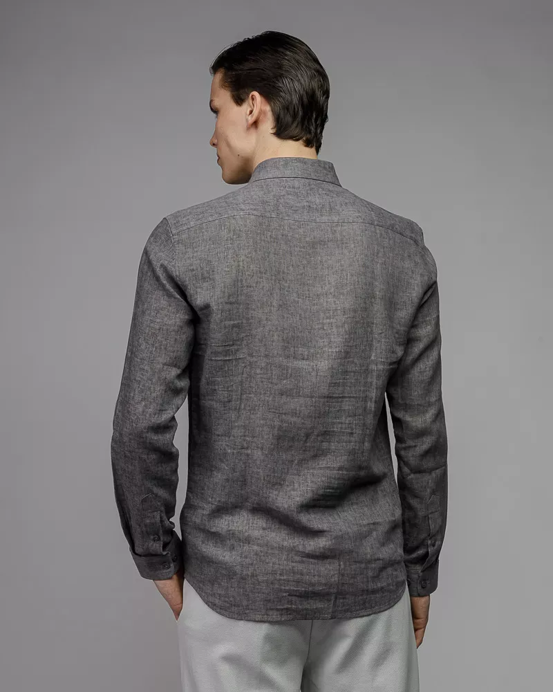 Devergo Ανδρικό Λινό Πουκάμισο 5005 – Dark Grey