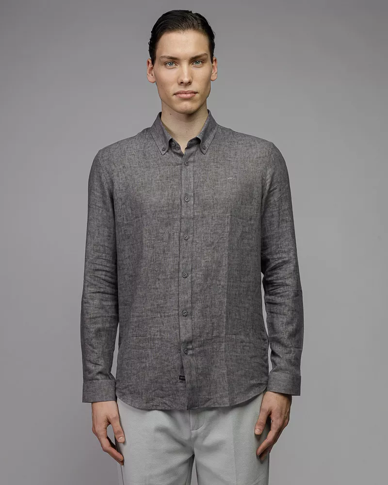 Devergo Ανδρικό Λινό Πουκάμισο 5005 – Dark Grey