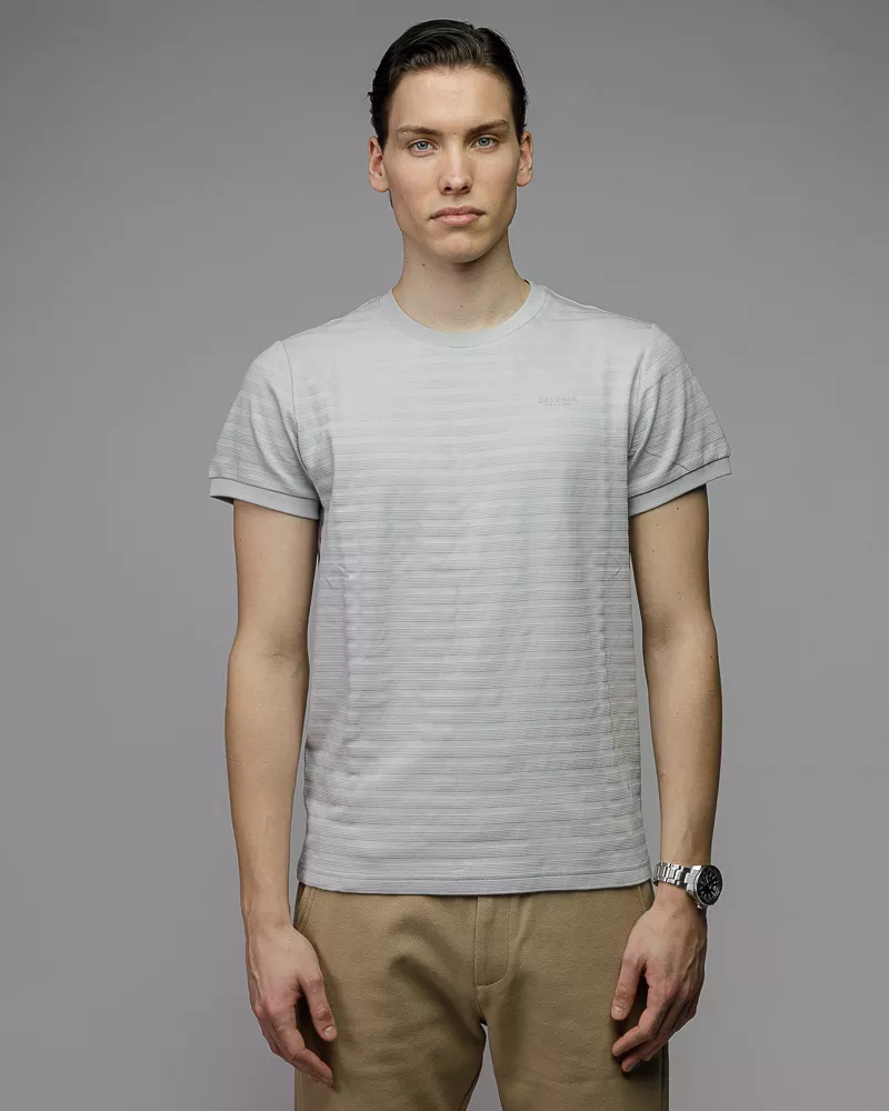 Devergo Ανδρικό Ριγέ T-Shirt 4016 – Light Grey