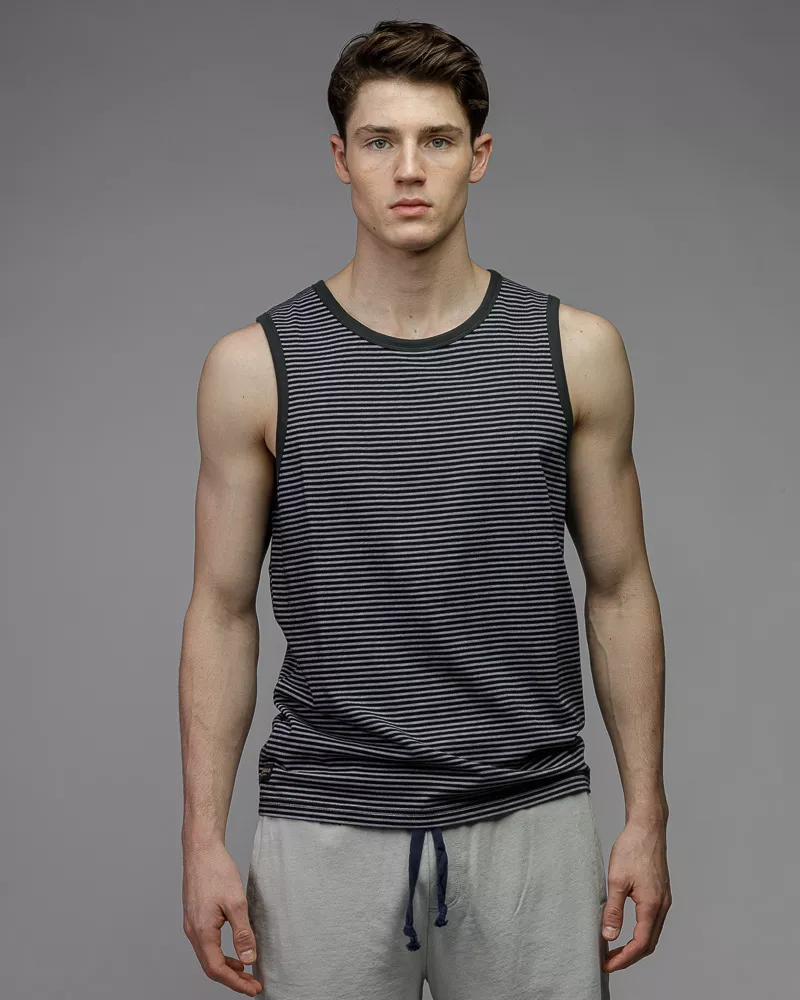 Devergo Ανδρικό Ριγέ Αμάνικο Μπλουζάκι 4010 – Black